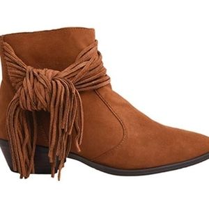 Schutz Euzabia Bootie with Fringe Suede Sz.7 Pre-owned